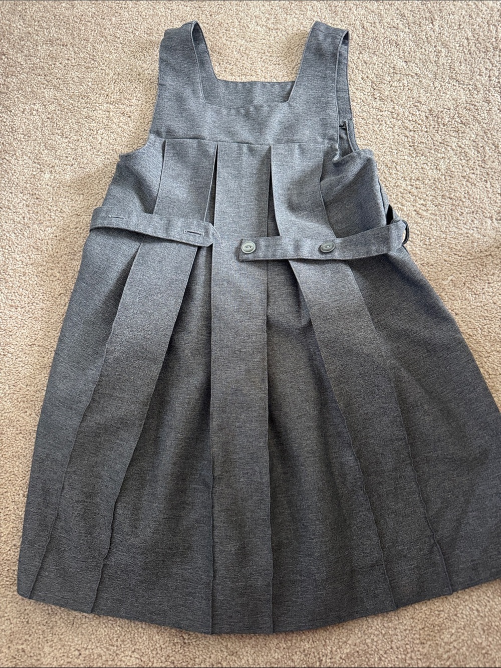 Girls Gray Pleated Jumper School Dress